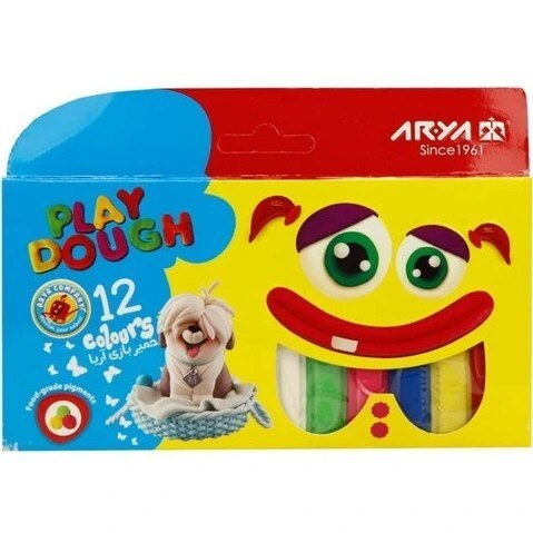 خمیر بازی مقوایی 12 رنگ آریا