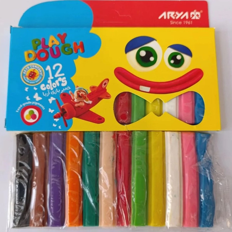 خمیر بازی مقوایی 12 رنگ آریا