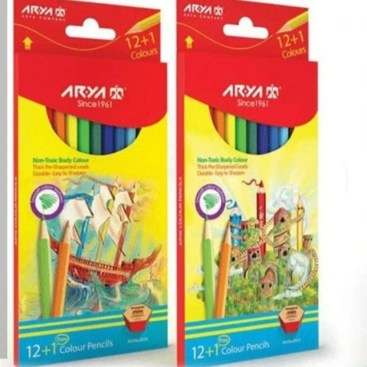 مدادرنگی 12 رنگ آریاجعبه مقوایی طرح نوجوان
