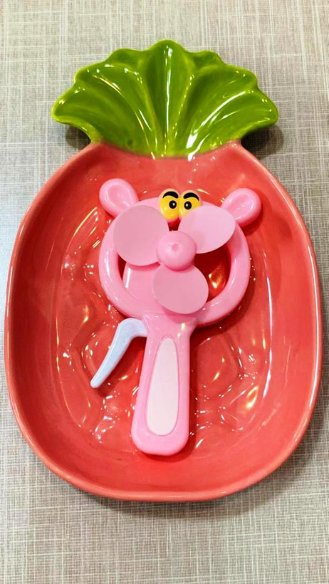 پنکه دستی فانتزی پلنک صورتی