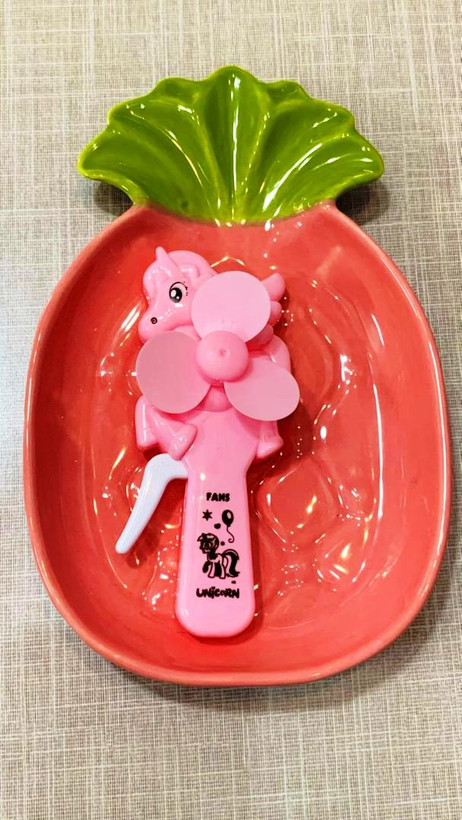 پنکه دستی فانتزی یونیکورن صورتی کم رنک