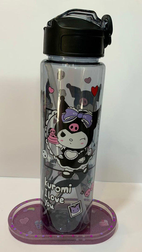 قمقمه استوانه ای بلند نی دار سانریو کرومی مشکی