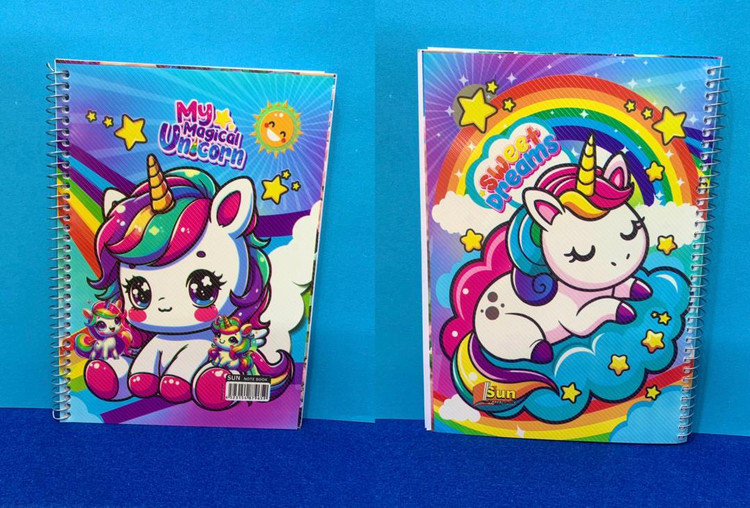 دفتر 100برگ جلد طلقی فانتزی سان یونیکورن