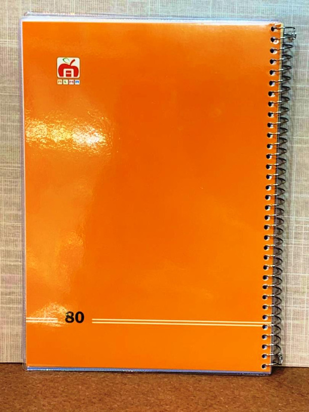 دفتر 80 برگ مجلد تک رنگ نهال آلما نارنجی