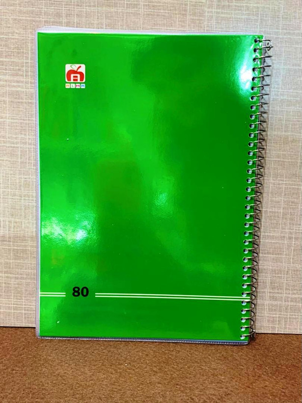 دفتر 80 برگ مجلد تک رنگ نهال آلما سبز