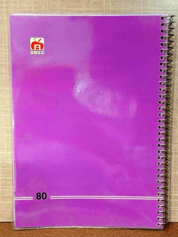 دفتر 80 برگ مجلد تک رنگ نهال آلما بنفش