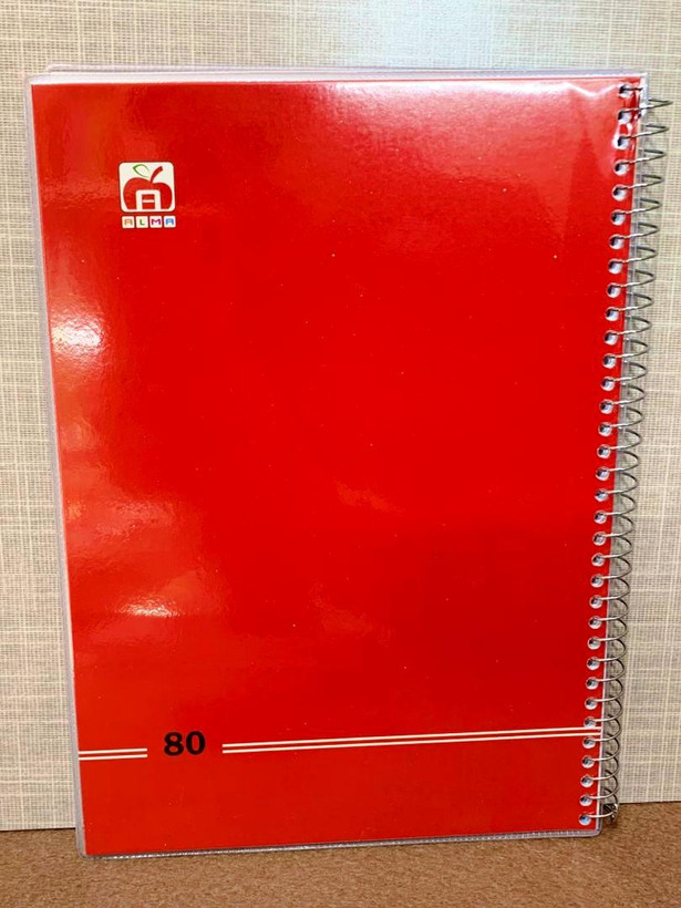 دفتر 80 برگ مجلد تک رنگ نهال آلما قرمز