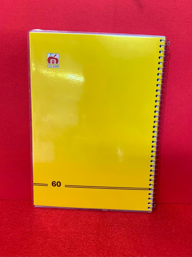 دفتر 60 برگ مجلد تک رنگ نهال آلما زرد