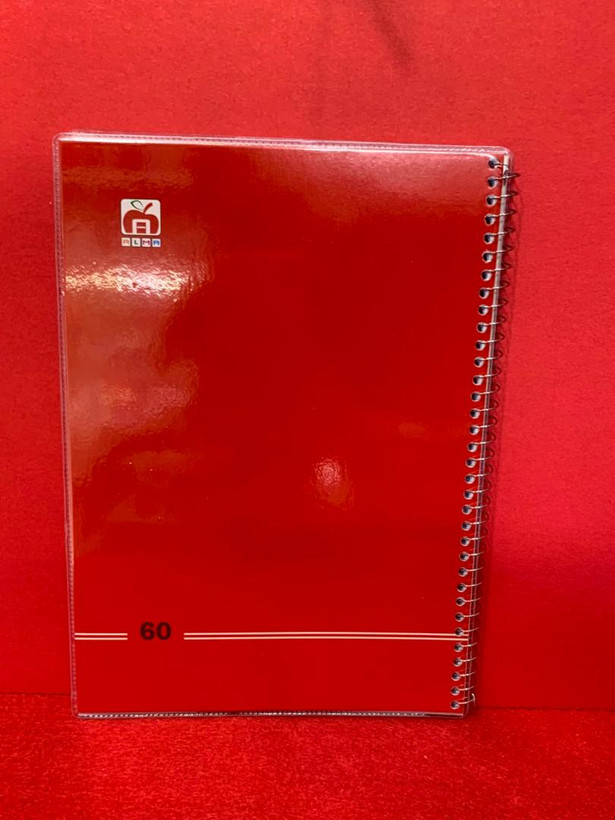 دفتر 60 برگ مجلد تک رنگ نهال آلما قرمز