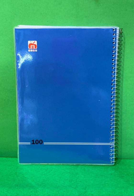 دفتر 100 برگ مجلد تک رنگ نهال آلما آبی