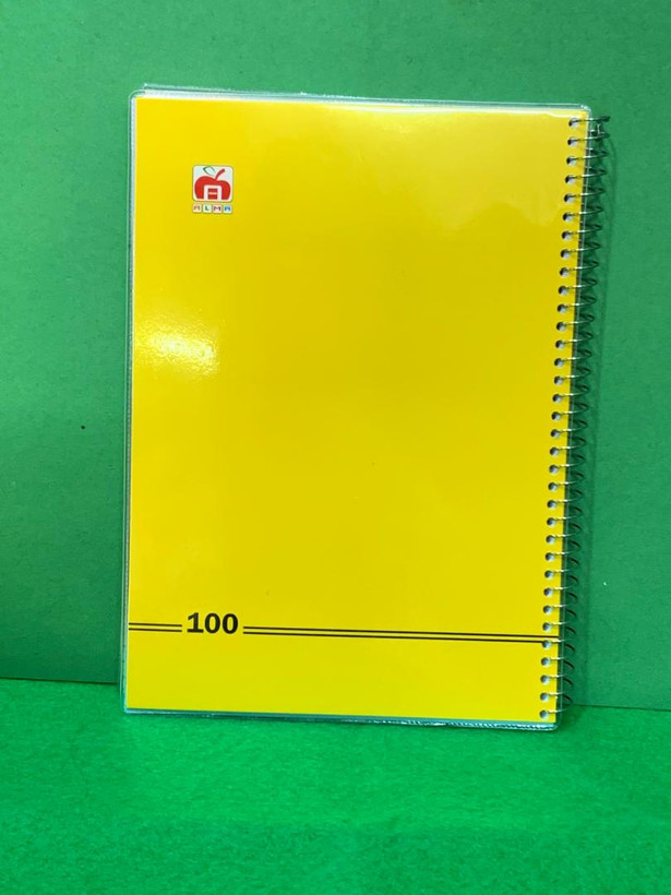 دفتر 100 برگ مجلد تک رنگ نهال آلما زرد