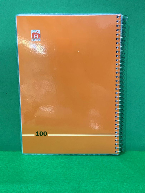 دفتر 100 برگ مجلد تک رنگ نهال آلما نارنجی