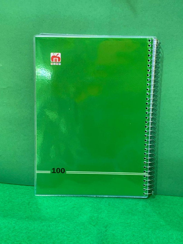دفتر 100 برگ مجلد تک رنگ نهال آلما سبز