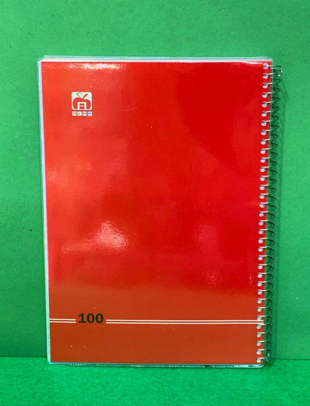 دفتر 100 برگ مجلد تک رنگ نهال آلما قرمز